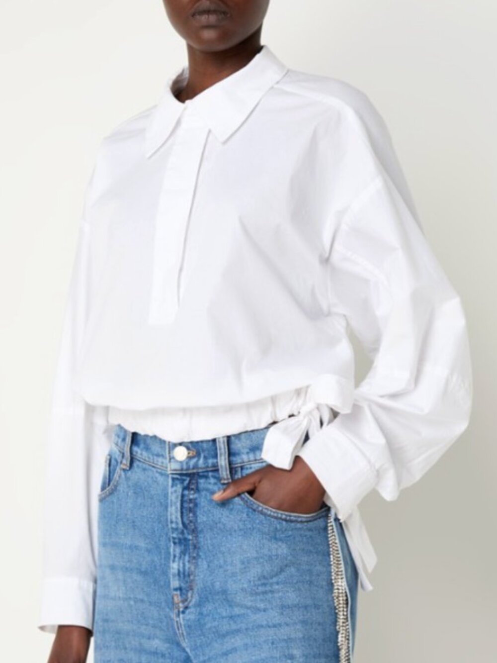 MUNTHE BUBBLE HEM LONG-SLEEVE BLOUSE IN SIZE FR 34 / US 2